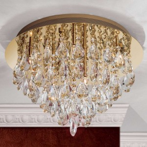 Kryształowa lampa sufitowa Helene, złota, 45 cm