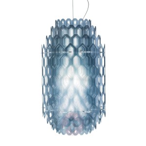 Designerska lampa wisząca LED CHANTAL, niebieska