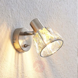 Lindby Kosta lampa ścienna z przełącznikiem nikiel
