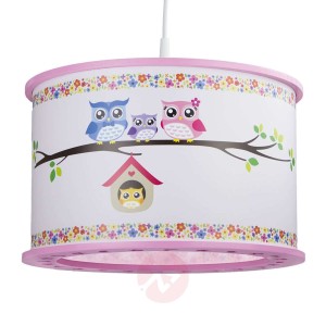 Różowa lampa wisząca Sowa