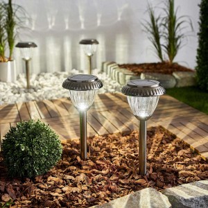 Lampa LED Marie z grotem ziemnym, stal, 4 sztuki