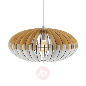 Owalna lampa wisząca Sotos z kloszem lamelkowym