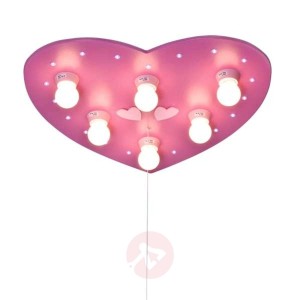 Różowa lampa sufitowa SERCE