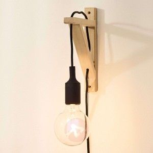 Drewniana lampa ścienna Fix, czarna oprawa