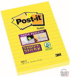 Bloczki samoprzylepne 3M POST-IT® 102x152 Żółty 75 kartek Linia