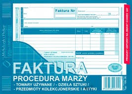 Faktura procedura marży towary używane, dzieła sztuki, przedmioty kolekcjonerskie i antyki, A5, (o+1k) MICHALCZYK I PROKOP