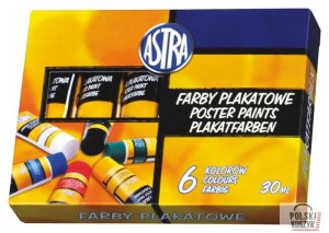 Farby plakatowe 6 kolorów tuba ASTRA
