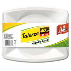 Talerze jednorazowe plastikowe JAN NIEZBĘDNY BIAŁE 40 szt