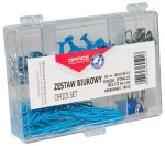 Zestaw biurowy (pinezki, klipy i spinacze) OFFICE PRODUCTS, mix 153szt., niebieski