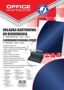 Okładki do bindowania OFFICE PRODUCTS, karton, A4, 250gsm, błyszczące, 100szt., ciemnoniebieski