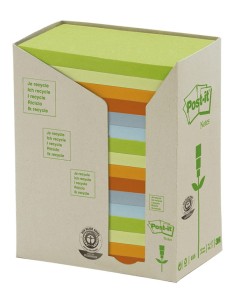 Bloczek samoprzylepny ekologiczny POST-IT®(655-1RPT), 127x76mm, 16x100 kart., pastelowy