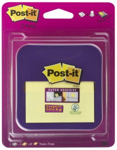Podajnik do karteczek samoprzylepnych POST-IT® Z-Notes (VD-330), fioletowy, w zestawie 2 bloczki Super Sticky Z-Notes