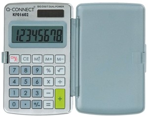 Kalkulator Q-CONNECT 8-cyfrowy, 60x101mm, etui, szary