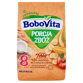 BoboVita Porcja zbóż Kaszka mleczna 7 zbóż wieloowocowa po 8 miesiącu 210 g