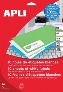 Etykiety uniwersalne APLI, 25,4x10mm, zaokrąglone, białe 10 ark.