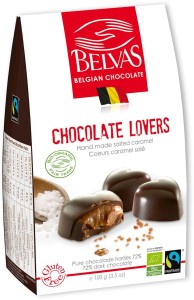 Belvas Belgijskie czekoladki Serca z karmelem i solą morską bezglut. Fair Trade 100 g