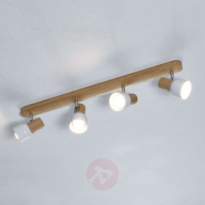 Lampa sufitowa Svantje z elem. z drewna dębowego