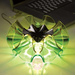 Designerska lampa stołowa LED FLAMENCA, ziel.