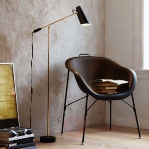 Lampa stojąca BIRDY w stylu retro, czarny/miedz.