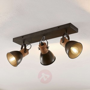Lindby Arina lampa sufitowa podłużna drewno 3-pkt.