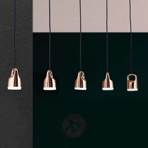 5-punktowa lampa wisząca LED Tinus, miedzianozłota