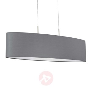 Lampa wisząca Pasteri z szarym kloszem z tkaniny