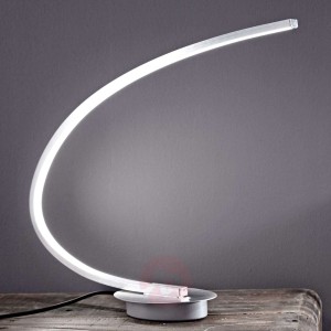 Lampa stołowa LED Nalevi, łuk, srebrna