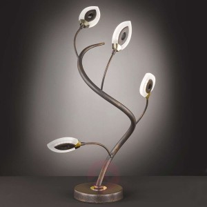 Fellow - lampa stołowa LED, rdzawobrązowy, liście