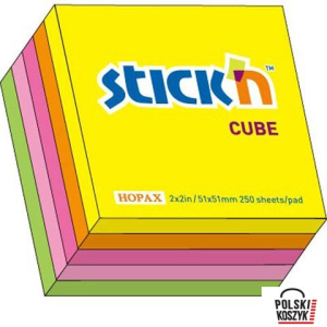 Stick'n Bloczek 51 x 51 mm mix 5 kolorów neonowych