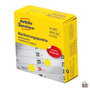 Avery Zweckform Kółka w dyspenserze trwałe 800 sztuk 10 mm żółte