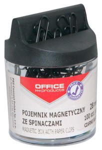 Pojemnik magn. na spinacze OFFICE PRODUCTS, okrągły, ze spinaczami, czarny