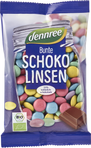 Dennree Czekoladowe drażetki w chrupiących kolorowych skorupkach BIO 100 g