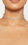 Choker - z kryształkami złota - Glamourus