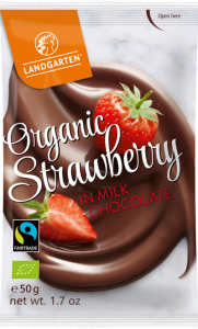 Landgarten Liofilizowane truskawki w mlecznej czekoladzie bezglutenowe BIO 50 g