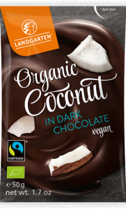 Landgarden Liofilizowany kokos w gorzkiej czekoladzie bezglutenowe BIO 50 g]
