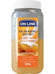 On Line odprężająca sól do kąpieli Mleko i Miód 800 g