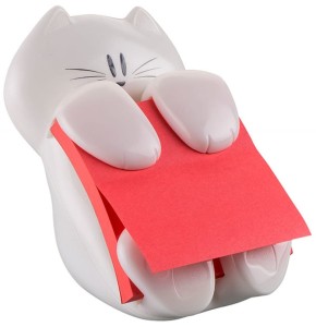 Podajnik do bloczków samoprzylepnych POST-IT® Kotek (CAT-330), biały, w zestawie 1 bloczek Super Sticky Z-Notes