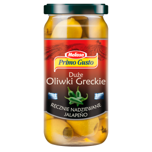Primo Gusto Melissa Duże oliwki greckie ręcznie nadziewane jalape?o 240 g