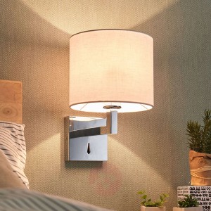 Tkaninowa lampa ścienna Taron z przełącznikiem