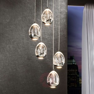 Lampa wisząca LED Rocio 5-pkt. chrom, okrągła