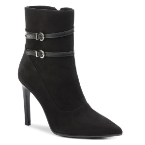 Botki BALDOWSKI - D02714-1451-004 Zamsz Czarny/Skóra Czarna