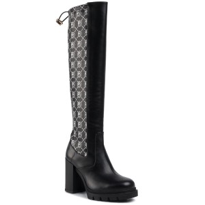 Kozaki BALDOWSKI - D02324-0084-010 Skóra Czarna/ Monogram Czarny