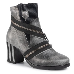 Botki MACIEJKA - 04217-62/00-3 Biały z Czarną Przecierką