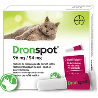 Bayer Dronspot roztwór do nakrapiania dla dużych kotów 96mg / 24mg