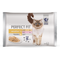 PERFECT FIT Sensitive saszetka 4x85g - mokra karma dla kota w sosie (z kurczakiem, z łososiem)