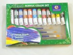 FARBY AKRYLOWE 12 KOLORÓW + PĘDZELKI