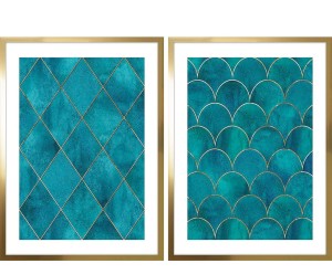 Komplet 2 dekoracji ściennych „Art Deco No 3”, 53 x 3 x 73 cm