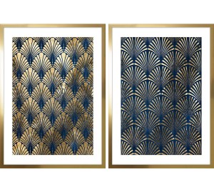 Komplet 2 dekoracji ściennych „Art Deco No 9”, 53 x 3 x 73 cm
