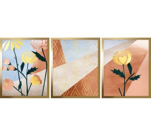 Komplet 3 dekoracji ściennych „Art Deco No 11”, 43 x 3 x 53 cm