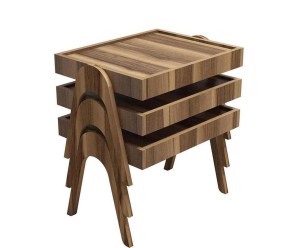 Komplet 3 stolików pomocniczych „Roma Walnut”, 40 x 54 x 64 cm